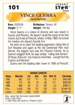 1991 Jockey Star Jockeys #101 Vince Guerra Back